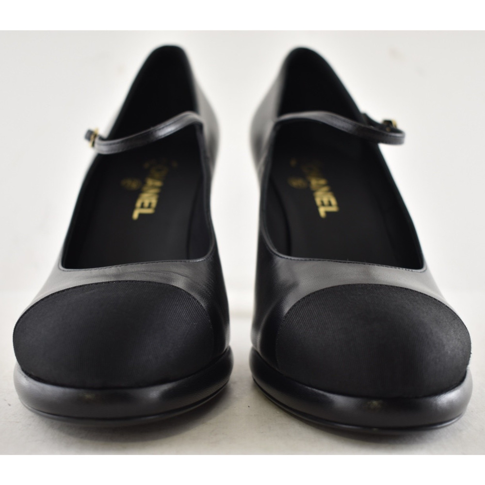 Chanel 24B Black CC Logo Mary Jane Ankle Strap Block Heel Platform Pumps 41 - Picture 8 of 16